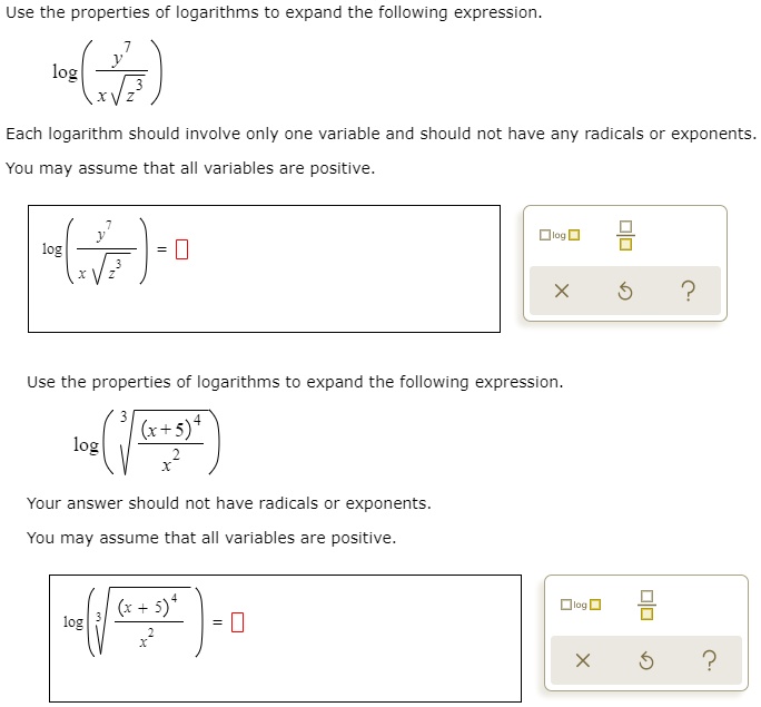 Solved Use The Properties Of Logarithms To Expand The Following