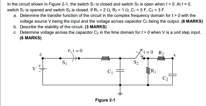 In the circuit shown in Figure 2-1, the switch S1 is closed and switch ...