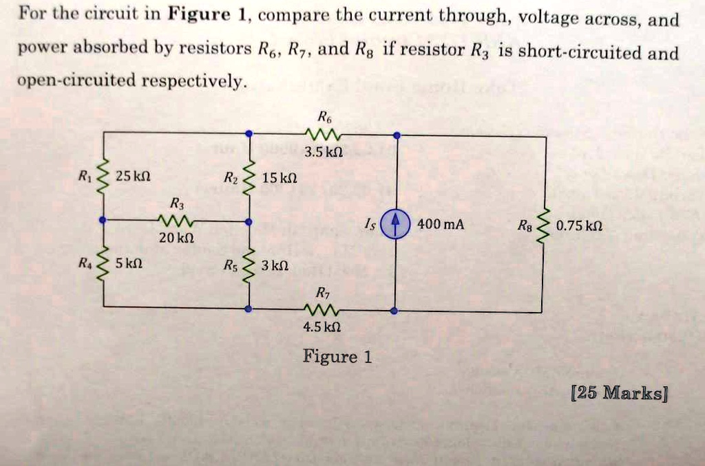 SOLVED For the circuit in Figure 1, compare the current through
