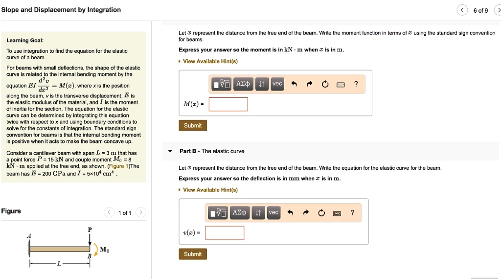 SOLVED: Slope And Displacement By Integration 6 Of 9 Let Represent The ...