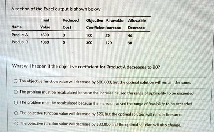 SOLVED: A section of the Excel output is shown below: Final Value ...