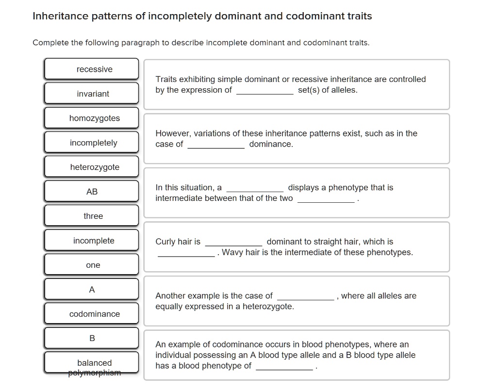 What Traits Are Codominant Or Incompletely Dominant