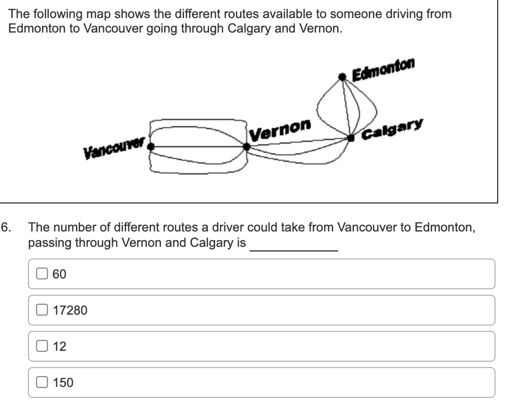 SOLVED The following map shows the different routes available to