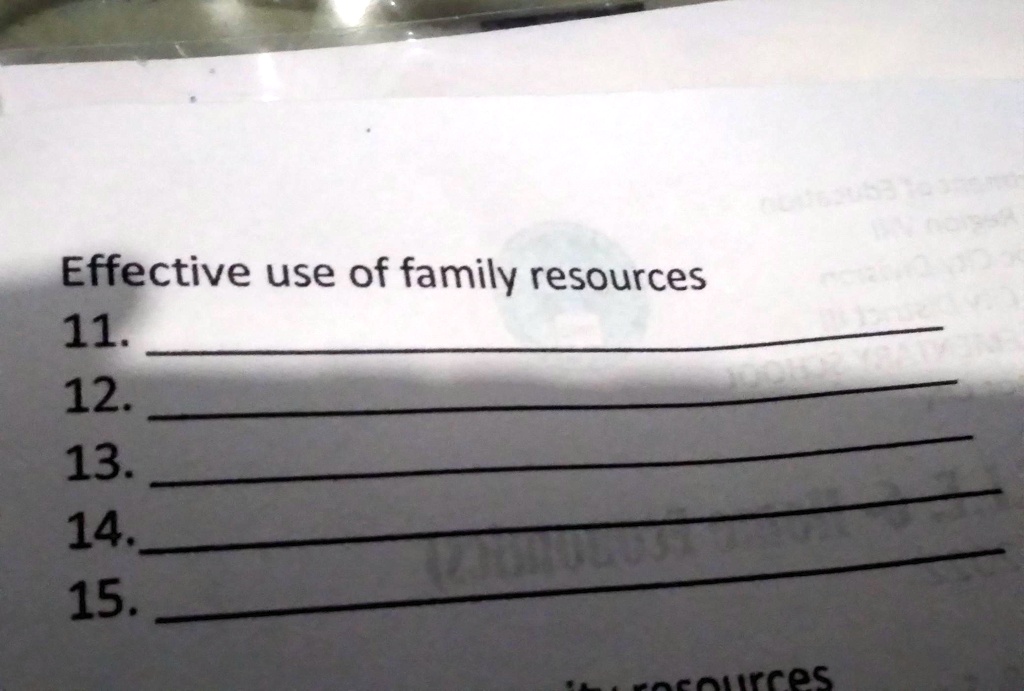 Solved: 'give 5 Example Of Effective Use Of Family Resources Effective 