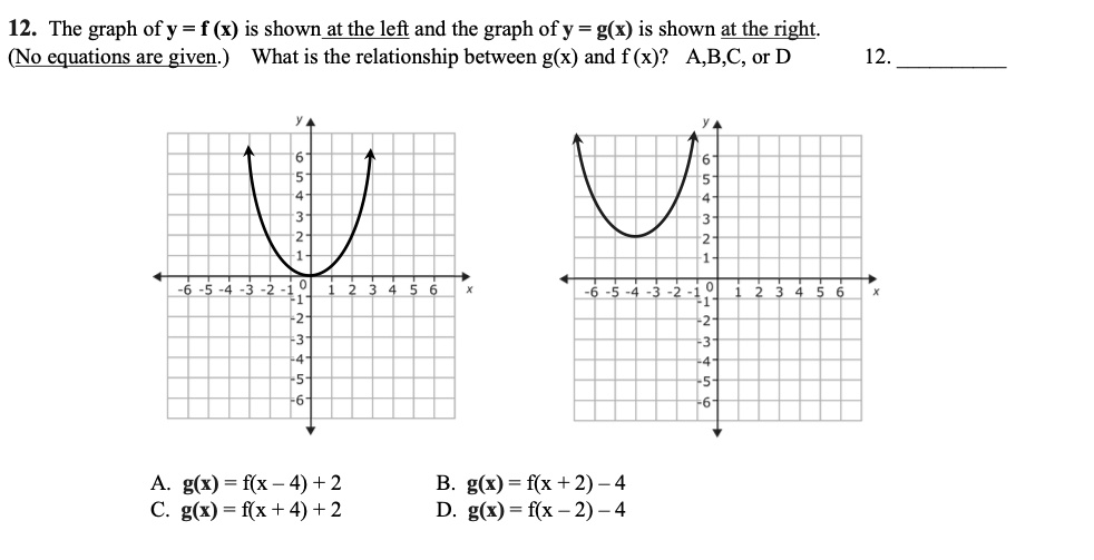 SOLVED 12 The Graph Ofy F x Is Shownat The Left And The Graph Ofy