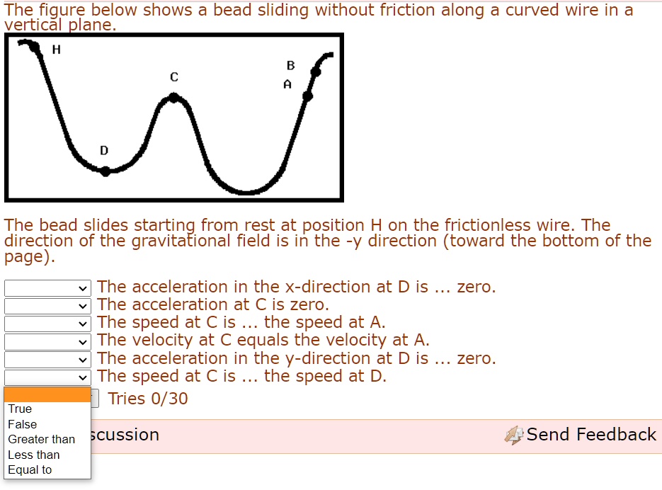 Friction Bead Problem SOLVED: The figure below shows a bead sliding without friction along a ...
