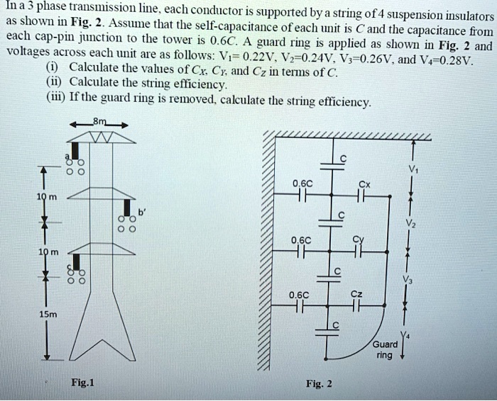 Solved In A 3 Phase Transmission Line Each Conductor Is Supported By A String Of 4 Suspension 0877