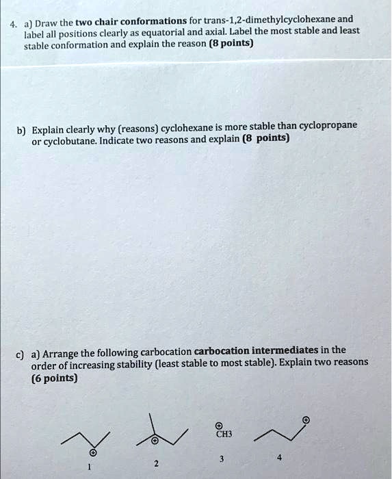 SOLVED a) Draw the two chair conformations for trans1,2