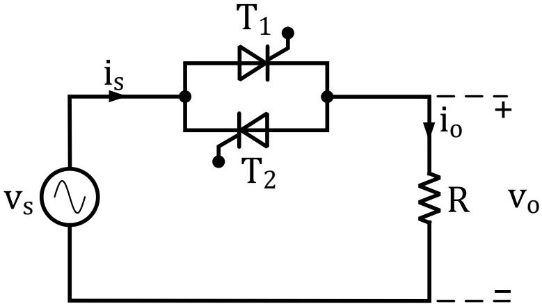 SOLVED: AC chopper circuit adjacent, 220 𝑉(𝑟𝑚𝑠) , a 50𝐻𝑧 It controls ...