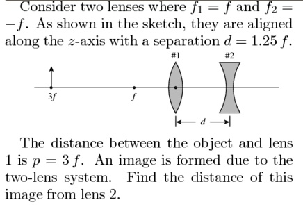 Lens Separation Example Consider two lenses where fi f and j2 f as shown in the...