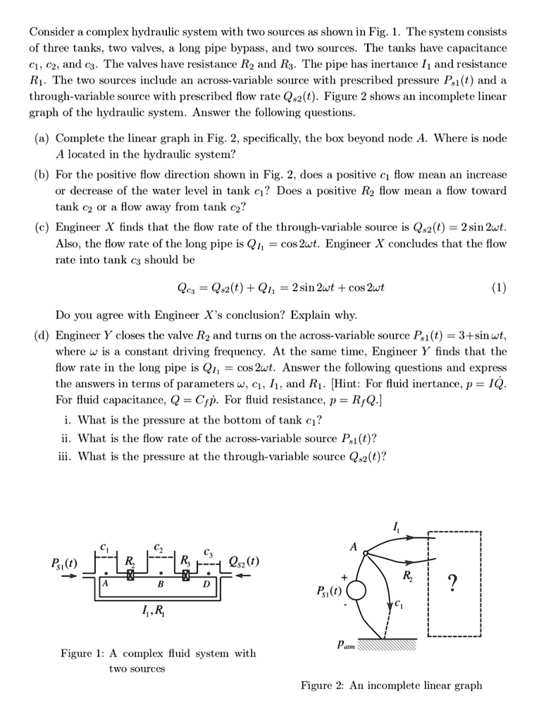 SOLVED: Consider A Complex Hydraulic System With Two Sources As Shown ...