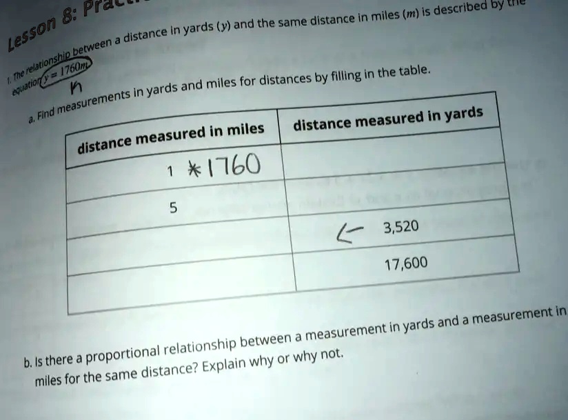 Lesson 8: Pr equation(y=1760m 1. The relationship between a distance in ...