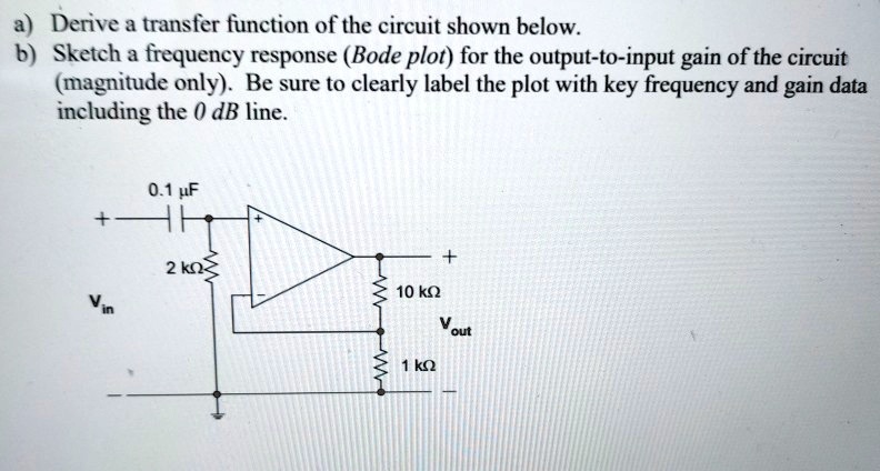 a) Derive a transfer function of the circuit shown below. b) Sketch a ...