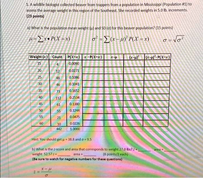 SOLVED: A wildlife biologist collected beavers from trappers from a