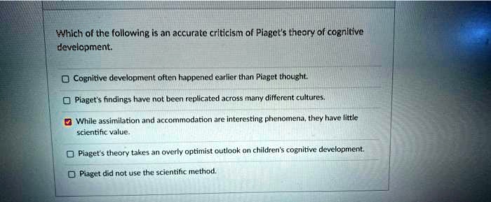 Criticism of piaget's clearance theory of cognitive development