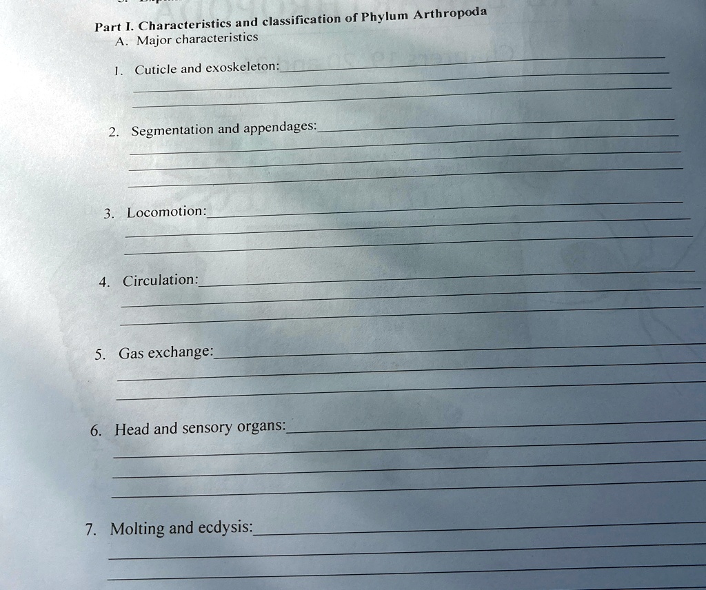 Part I. Characteristics and classification of Phylum Arthropoda A ...