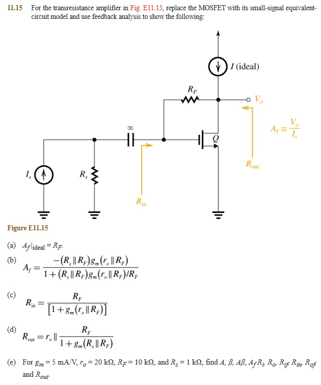 SOLVED: 11.15 For the transresistance amplifier in Fig. E11.15, replace ...