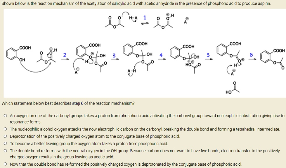 SOLVED Shown below is the reaction mechanism of the acetylation of