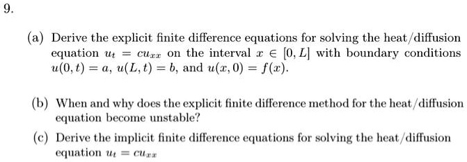 SOLVED: Derive the explicit finite difference equations for solving the ...