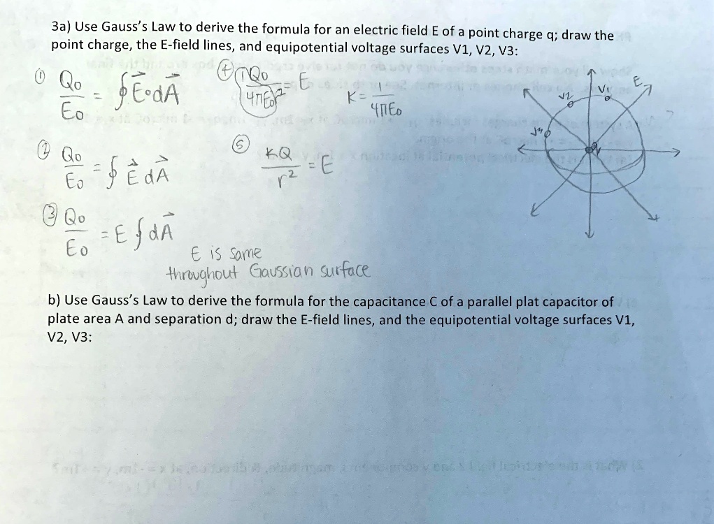 3a) Use Gauss's Law to derive the formula for an electric field E of a ...