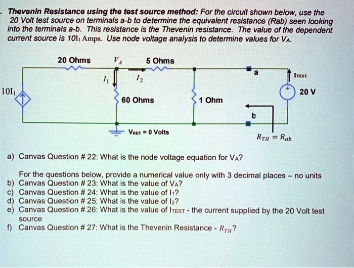 Thevenin Resistance using the test source method: For the circuit shown ...