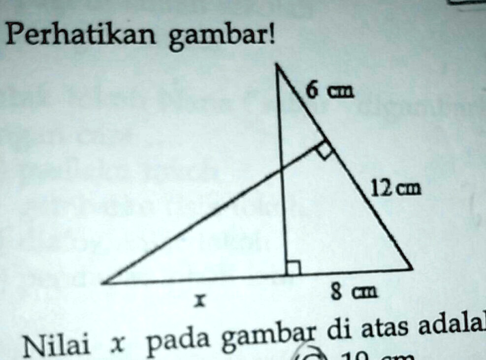 SOLVED: perhatikan gambar! nilai x pada gambar di atas adalah