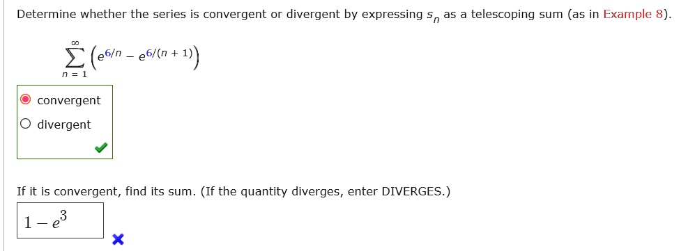 SOLVED: Determine whether the series is convergent or divergent by ...