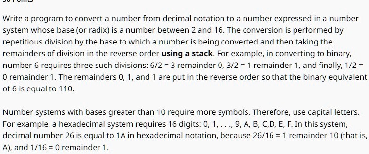 SOLVED: Write a program in JAVA to convert a number from decimal ...