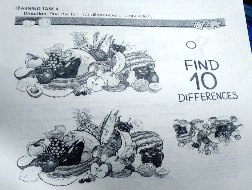 LEARNING TASK 4 Direction: Find the ten (10) differences and encircle ...