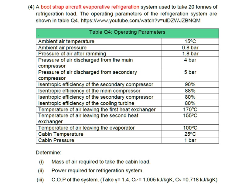 SOLVED A bootstrap aircraft evaporative refrigeration system is used