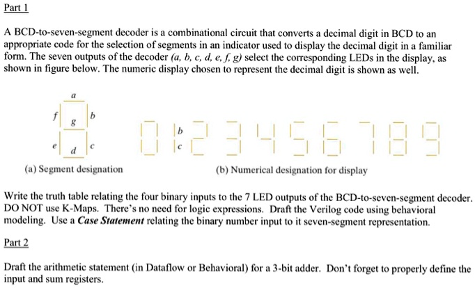 Solved A Bcd To Seven Segment Decoder Is A Combinational Circuit That Converts A Decimal Digit 5533