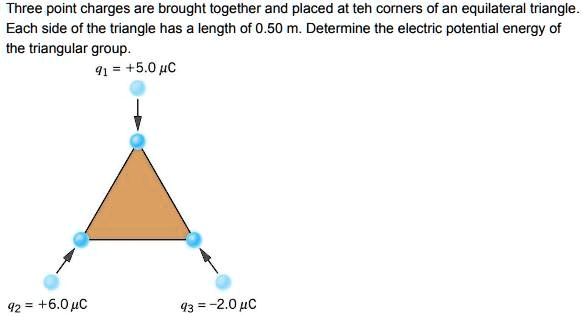 SOLVED: Three point charges are brought together and placed at the ...