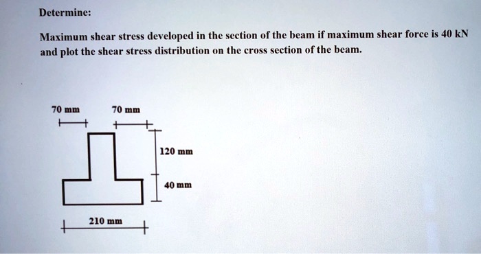 Determine: Maximum shear stress developed in the section of the beam if ...