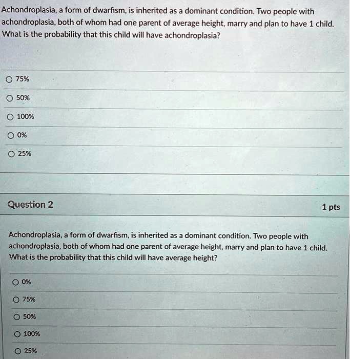 Solved Achondroplasia A Form Of Dwarfism Is Inherited As A Dominant