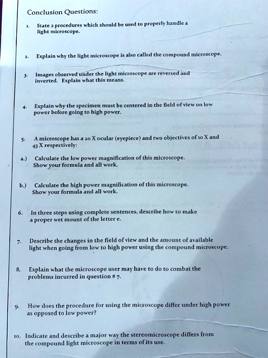 SOLVED Conclusion Questions 1. State two procedures that should be