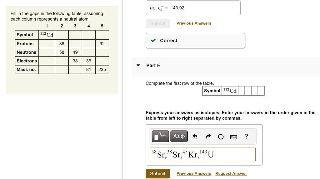 SOLVED Help with part F. n5 eg 143 92 Fill in the gaps in the