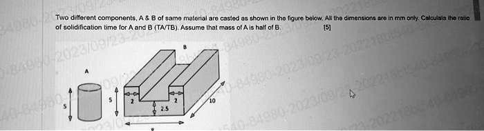 Solid Component Calculation SOLVED: Texts: The diameter of A is 2.5. Two different components, A B ...