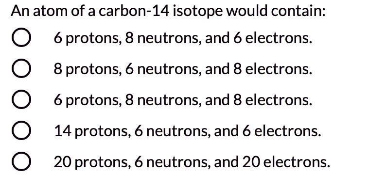 how many protons neutrons electrons in carbon 14