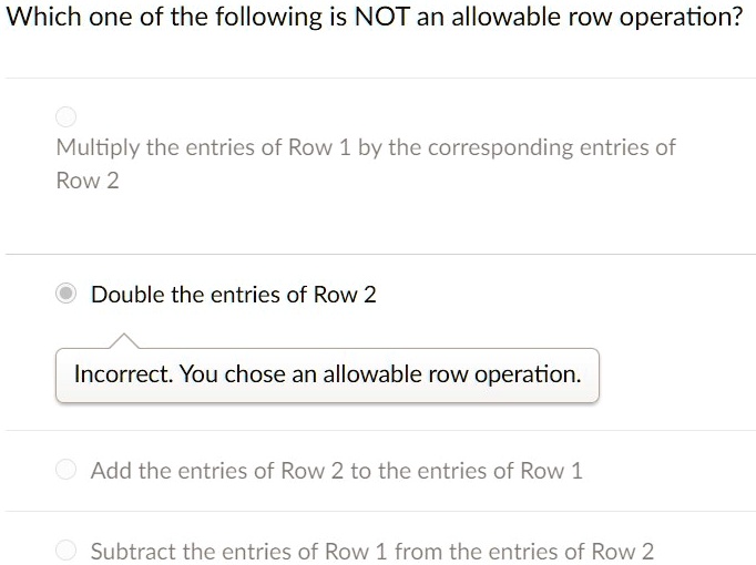 SOLVED Which one of the following is NOT an allowable row