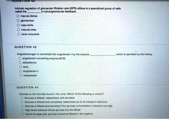 SOLVED: Intrinsic regulation of glomerular filtration rate (GFR ...