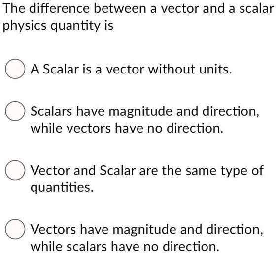 SOLVED: The difference between a vector and a scalar physics quantity ...