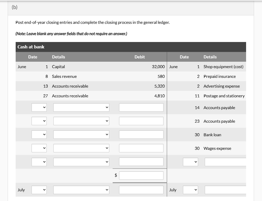 (b) Post end-of-year closing entries and complete the closing process ...