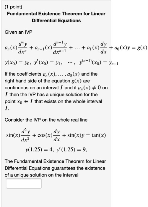 Solved Fundamental Existence Theorem For Linear Differential Equations