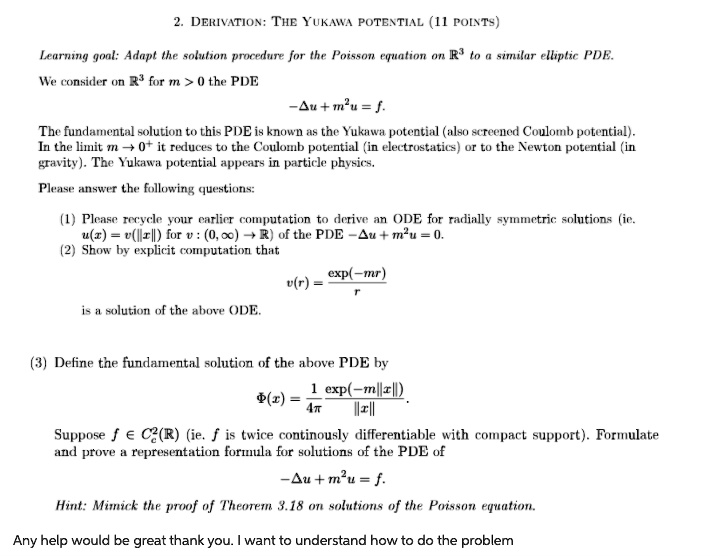 SOLVED DERIVATION THE YUKAWA POTENTIAL (11 POINTS) Learning goal
