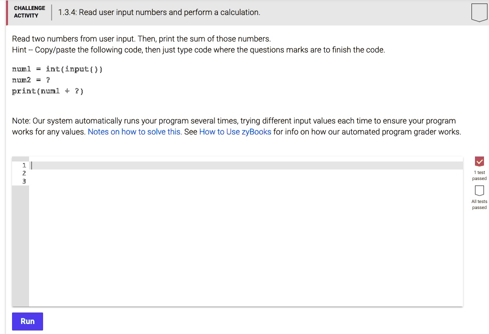CHALLENGE ACTIVITY 1.3.4: Read user input numbers and perform a ...