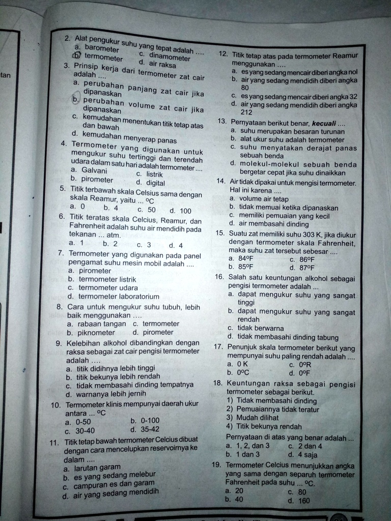 SOLVED Termometer yang di gunakan untuk mengukur suhu tertinggi dan