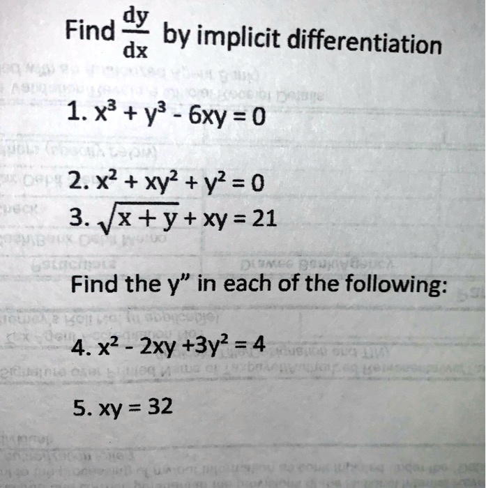 Find Dx By Implicit Differentiation Dx1 X Y 6xy 02 Itprospt