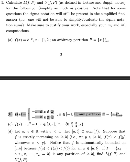 Solved Calculate L F P And U F P As Defined In Lecture And Suppl Notes For The Following Simplify As Much Possible Note That For Some Questions The Sigma Notation Will Still Be Present In The