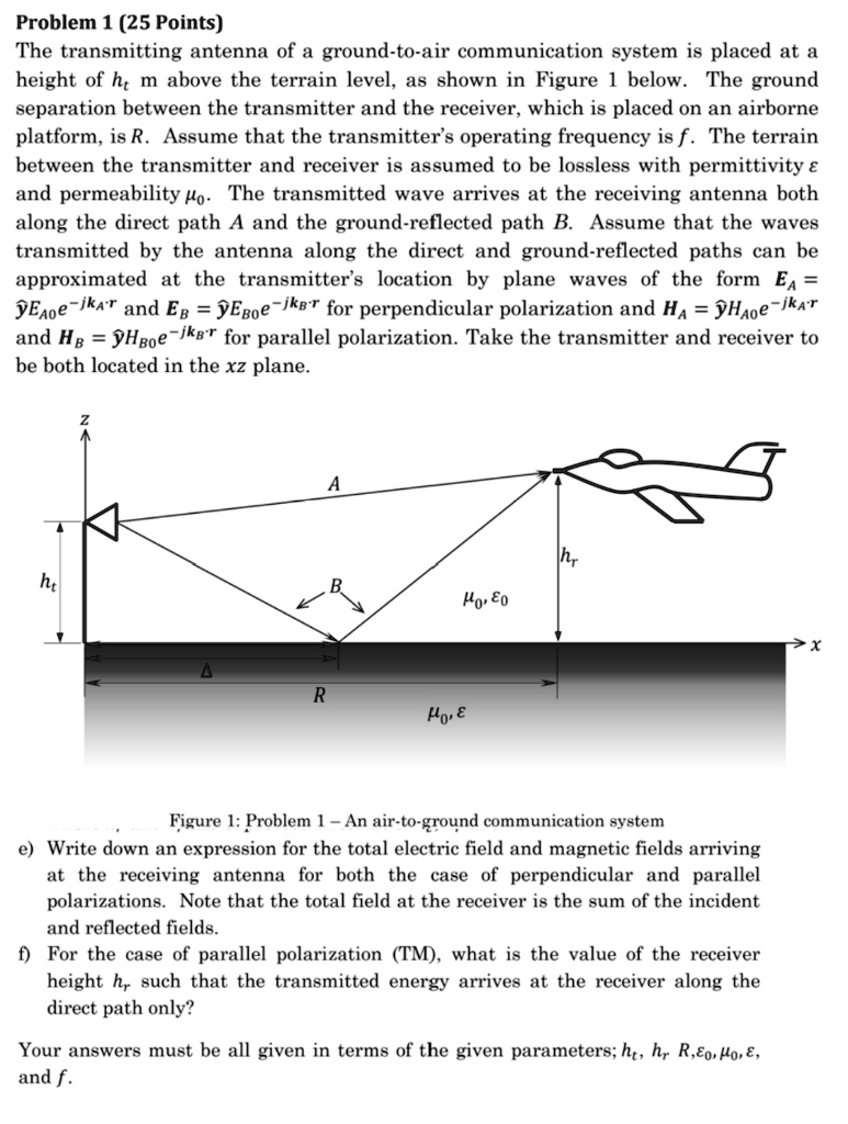 Solved Problem 1 25 Points The Transmitting Antenna Of A Ground To