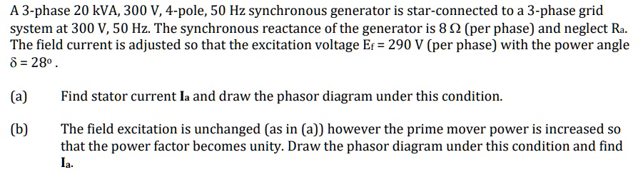 SOLVED: Thanks A 3-phase 20 kVA, 300 V, 4-pole, 50 Hz synchronous ...